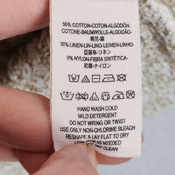 Free People Sweater Womens Large Cream Electric City Linen Blend Pullover Casual - Picture 9 of 12